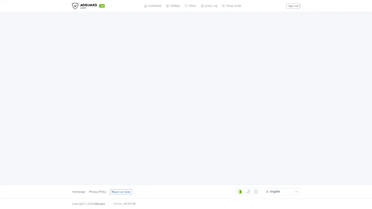 The dashboard shows live how many requests arrive and how many are blocked. The AdGuard Home dashboard with request statistics and top domains.