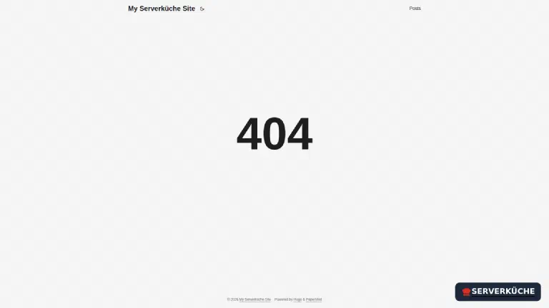 The custom 404 page thanks to error_page in the nginx config Hugo’s styled 404 page in the PaperMod look instead of the nginx default
