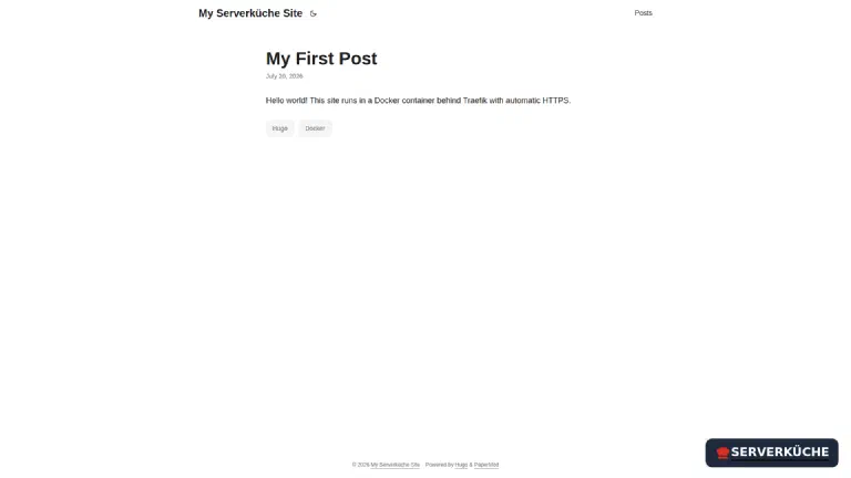 The first post – generated from a single Markdown file A rendered blog post with title, date, body text and tags