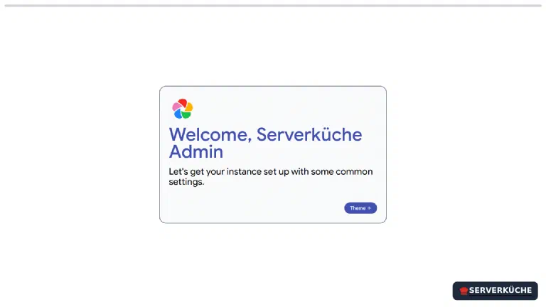 The onboarding wizard after the first login The Immich setup wizard greets the new administrator