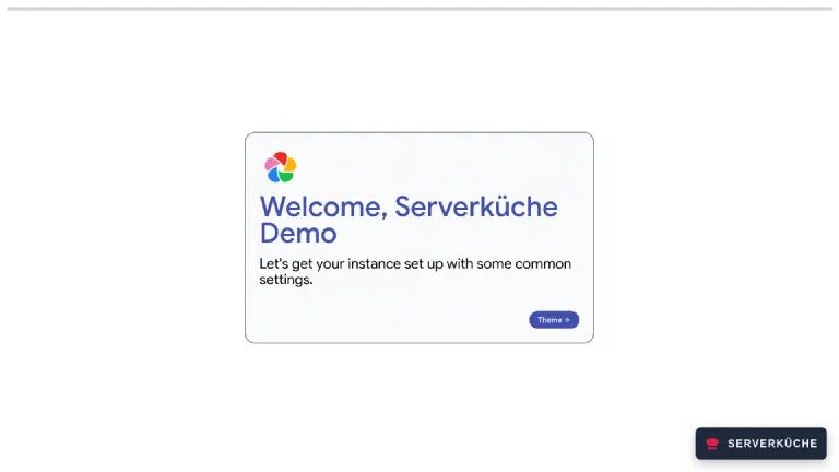 The onboarding wizard after the first login The Immich setup wizard greets the new administrator