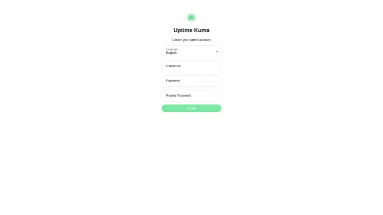 Initial setup: choose the language and create the admin account Uptime Kuma’s initial setup: choose the language and create the admin account