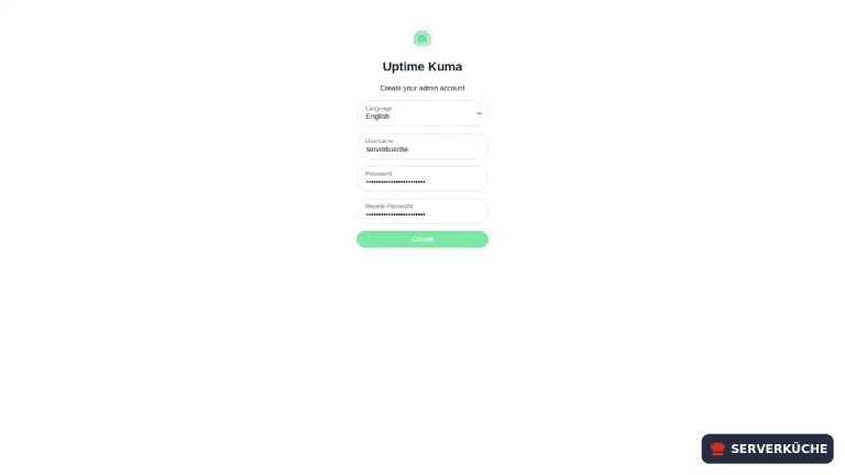 Initial setup: choose the language and create the admin account Uptime Kuma’s initial setup: choose the language and create the admin account
