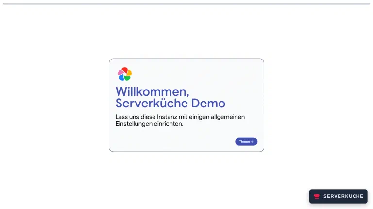 Der Onboarding-Assistent nach dem ersten Login Der Immich-Einrichtungsassistent begrüßt den neuen Administrator