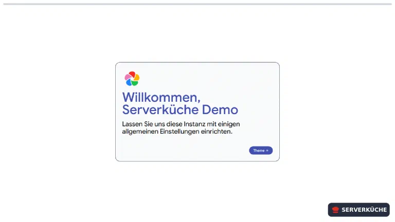 Der Onboarding-Assistent nach dem ersten Login Der Immich-Einrichtungsassistent begrüßt den neuen Administrator