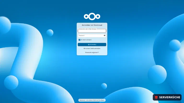 Die Anmeldeseite unter cloud.DEINE_DOMAIN – mit gültigem HTTPS von Traefik Die Nextcloud-Anmeldeseite unter der eigenen HTTPS-Domain