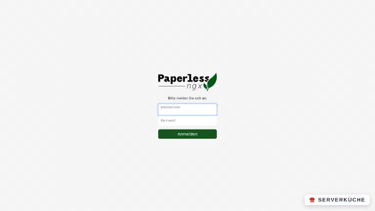 Die Anmeldeseite von Paperless-ngx unter der eigenen Domain